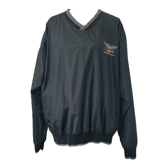 Men’s XL Vintage Windbreaker Jacket Fenwick Fishing Pullover V-Neck Black - Picture 1 of 9